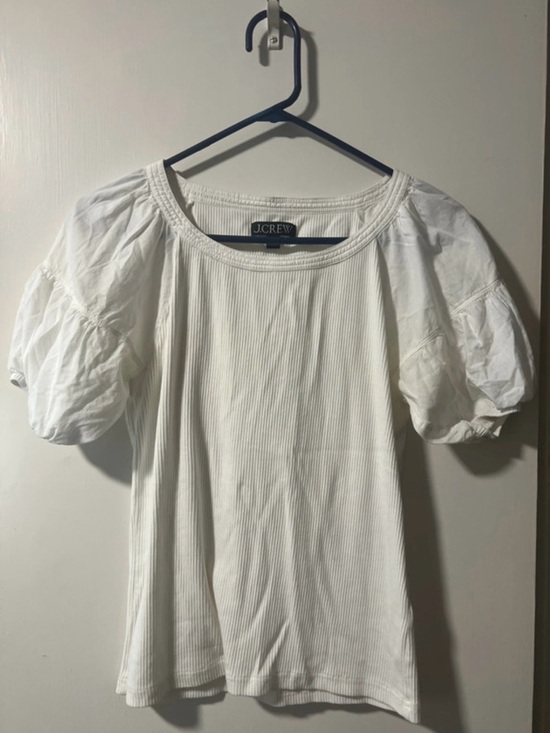 J. Crew Tops - J. Crew White Puff-Sleeve Ribbed Tee